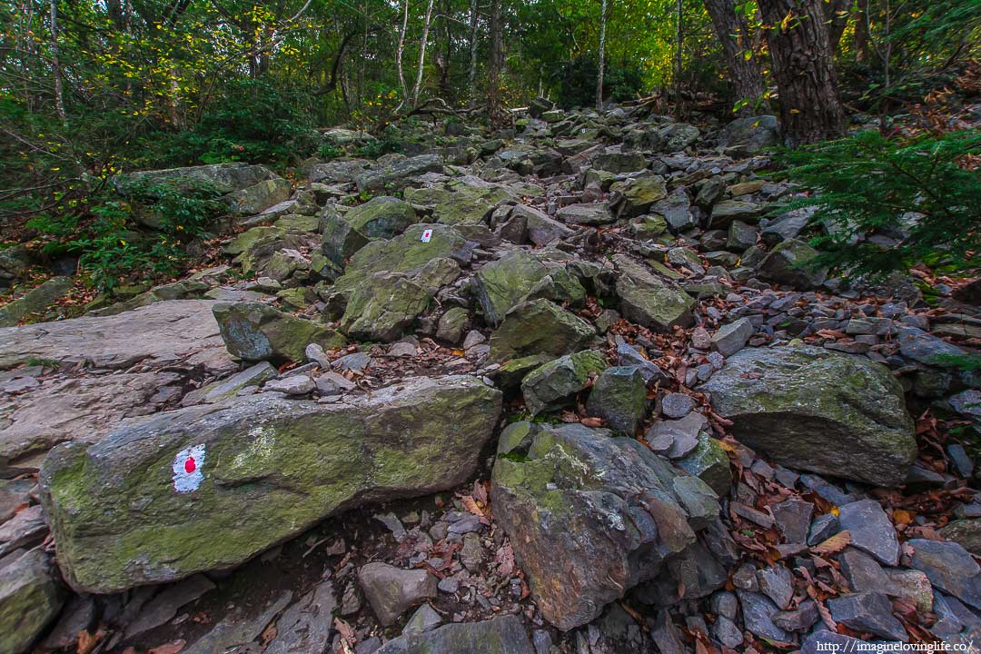 red trail going up